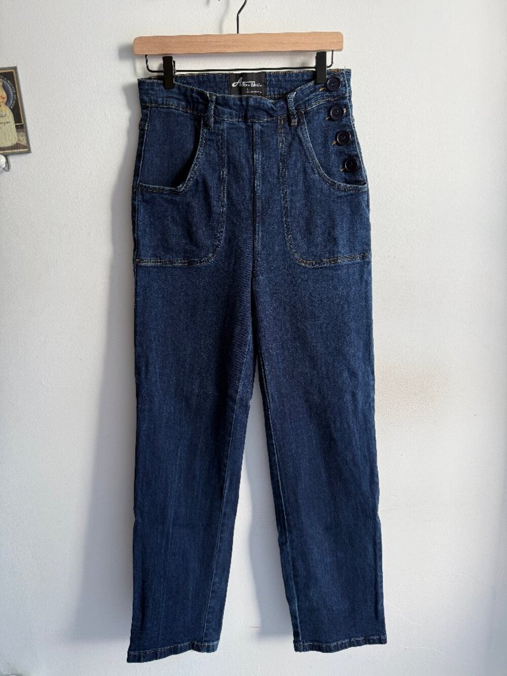 Astro Bettie Midge Button Vintage Style High Rise Jeans Indigo Size 30 EUC - Picture 10 of 10